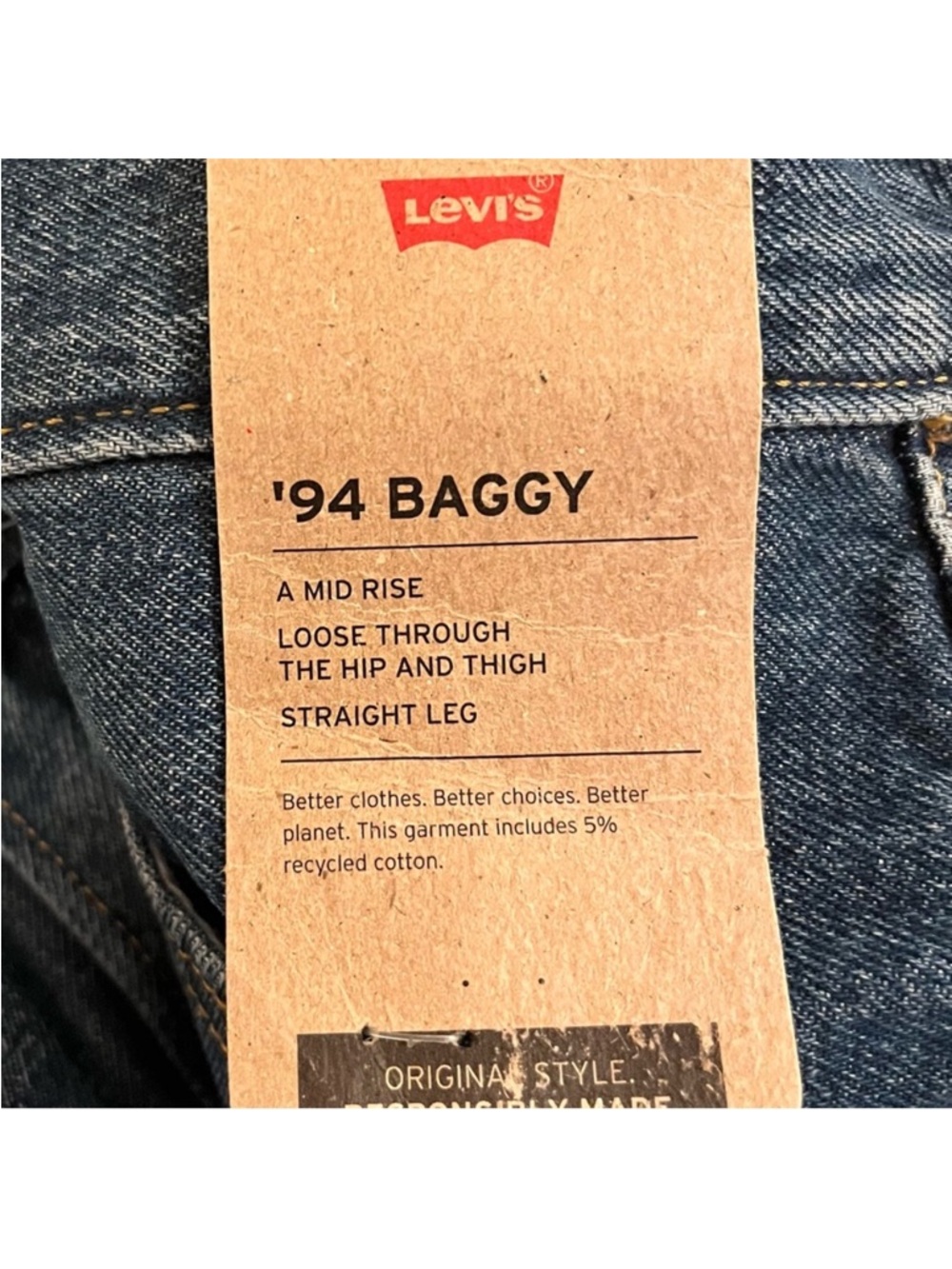 🆕- Levi's Medium Indigo '94 Baggy Jeans. Size: 27 - Picture 10 of 12
